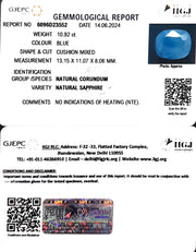 10.92/CT Natural Blue Sapphire with Govt Lab Certificate-4551